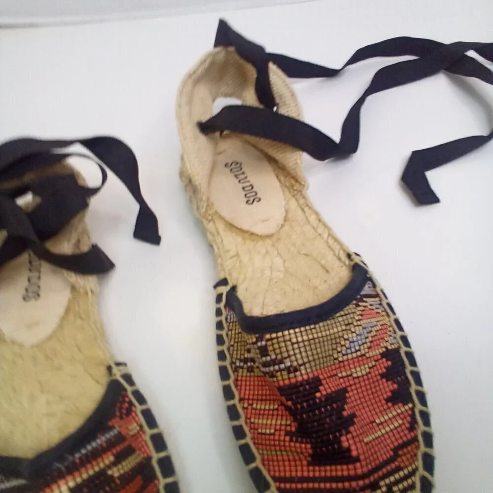 Soludos Ankle Tie Espadrille Women 5 Aztec Pattern